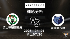 波士頓塞爾提克 vs 曼斐斯灰熊｜NBA運彩分析
