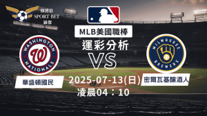 MLB焦點對決：國民對陣釀酒人！07/13早上運彩分析搶先看